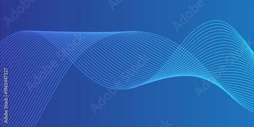 Abstract Blue Wave Background with Dynamic Flowing Lines for Technology and Modern Design.