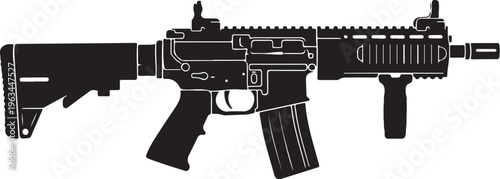 Rifle, assault rifle, black rifle, gun, firearm, vector illustration, silhouette