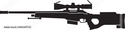 Sniper rifle, black, vector, illustration, gun, firearm, scope, hunting, military, weapon
