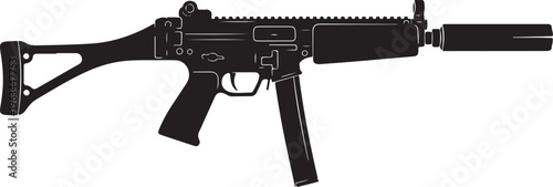 Black rifle, assault rifle, gun illustration, vector firearm, military weapon