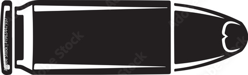 Bullet, ammunition, firearm, vector icon, black and white, illustration, graphic element