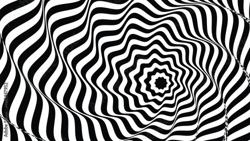 Optical illusion of concentric black and white stripes