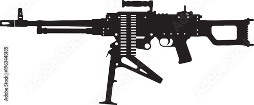 Rifle, machine gun, assault rifle, black silhouette, gun icon, weapon vector
