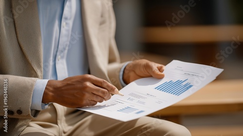 Close up hands highlighting key metrics on one page business plan document, founder preparing concise pitch summary for coffee meeting with potential angel investor introduction, perfect for