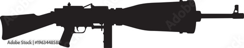 Rifle silhouette, black assault rifle, gun icon, weapon vector