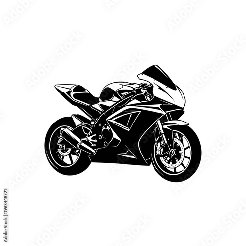 Sport motorcycle black silhouette side view