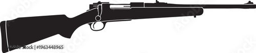 Hunting rifle vector silhouette, bolt action sniper firearm icon, black long gun illustration for outdoor sport and shooting range graphics