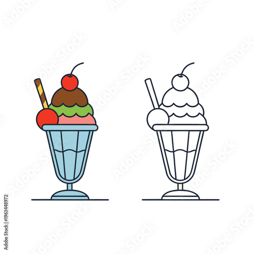 coloring book for kid ice cream vector 