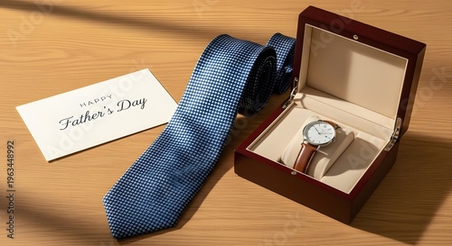 Fathers Day gift set with watch tie and card