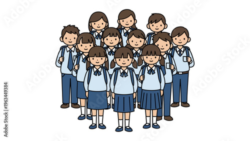 Young Learners' Collective: A youthful ensemble of students, brimming with curiosity and the promise of discovery, stands united as a class. A symbol of unity, and potential