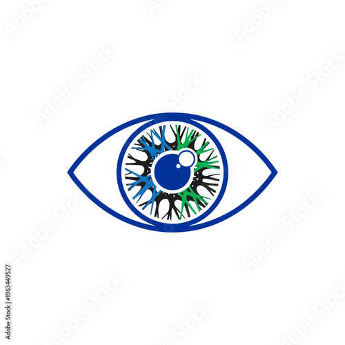 Stylized Human Eye with Intricate Iris Design Representing Vision and Perception.