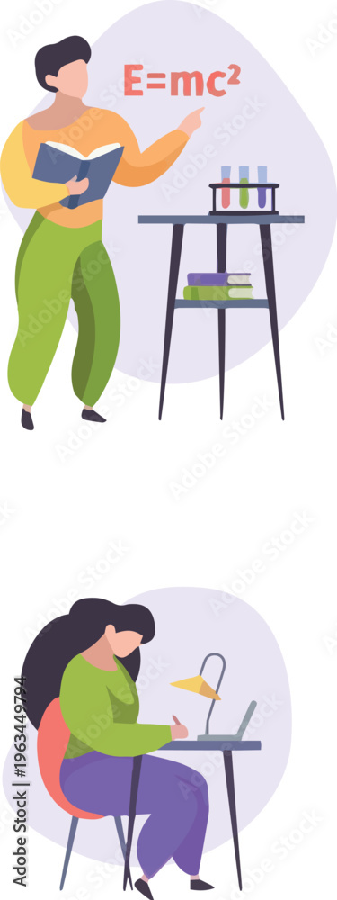Obraz premium Professional Workplace Cartoon Style Illustration Set Business Meeting and Office Work Vector Illustration Business Team Presentation and Office Work Flat Design