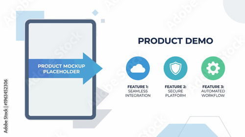 Modern Product Demo Slide Template with App Mockup and Features