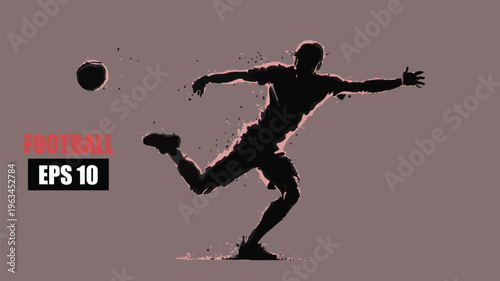 Dynamic football player kicking a ball in action with eps 10 design elements Vector, illustration
