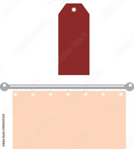 Tag and Curtain Vector Illustration