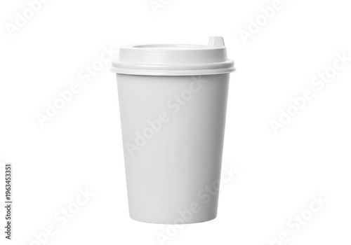White plastic disposable cup with a snap-on lid for beverages