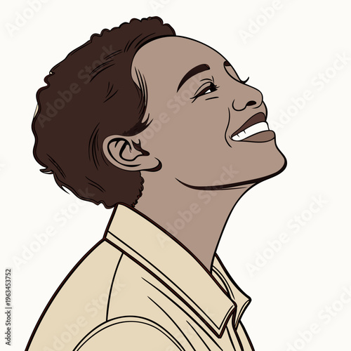 A cartoon man with brown hair and a yellow shirt