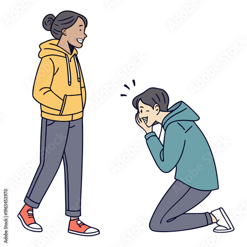 Man proposing to woman with shocked expression