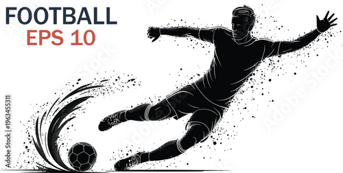 Dynamic football player executing an impressive save during a match Vector, illustration
