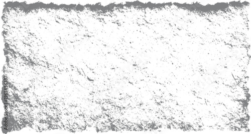 Gray speckled texture with rough torn edges on white background
