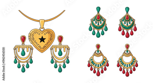 Vintage southwestern jewelry set including a necklace and matching earrings