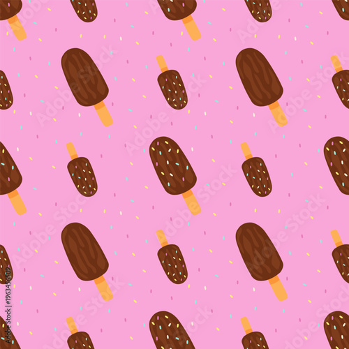 Seamless pattern with chocolate ice cream, for textiles and packaging