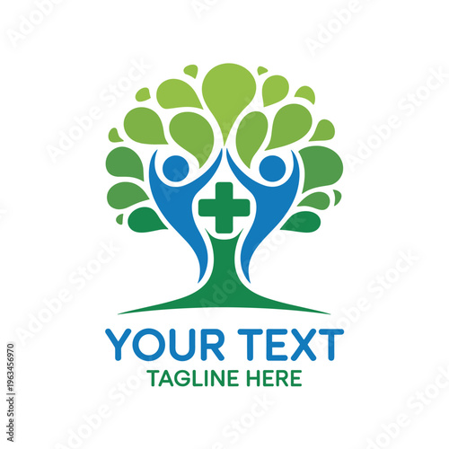 Healthy tree with people and medical cross