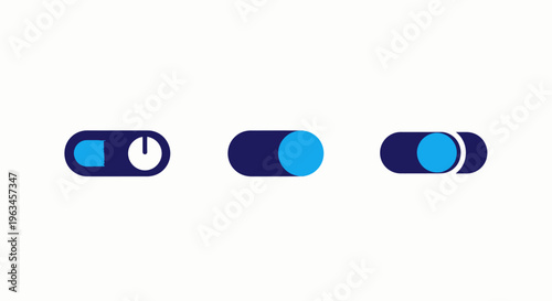 Toggle switch icons: on and off states for power and control