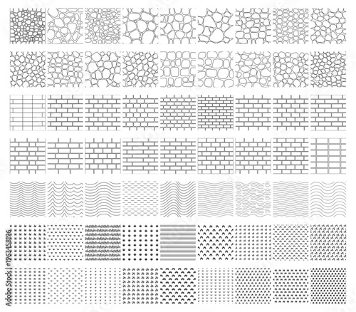 Landscape Architecture CAD Hatch Pattern Set Grass Water Stone Wall Texture Elements Collection