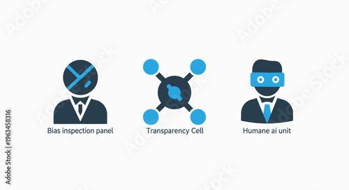 Conceptual technology and business icons representing devops, data transformation, and virtual reality trends