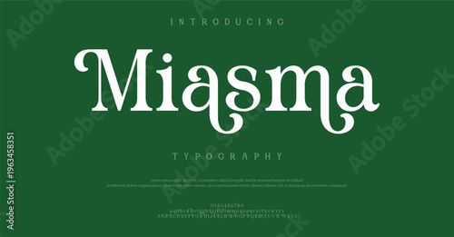 Introducing Miasma Typography Font in White on Green Background