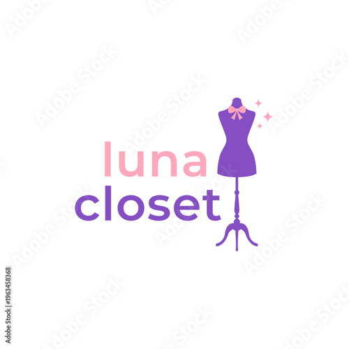 Luna closet with dress form, perfect for fashion blog covers, clothing store banners, or social media posts featuring vintage clothing.