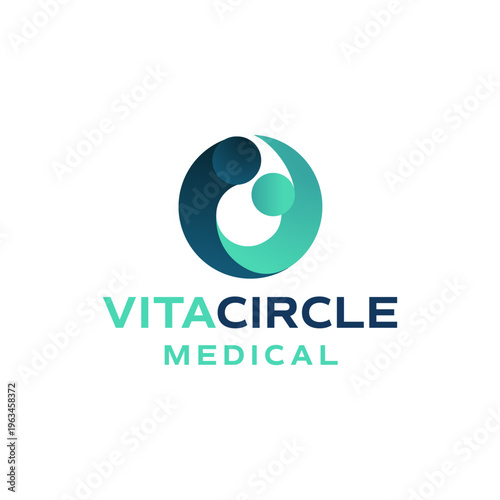 Vitacircle medical logo designed with teal and blue circles overlapping. Ideal for healthcare companies branding, medical clinics, and pharmaceutical organizations.