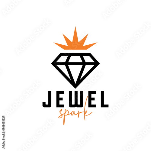 Design featuring a sparkling diamond with a sunburst, ideal for jewelry brands, luxury goods, beauty products, and event planning.