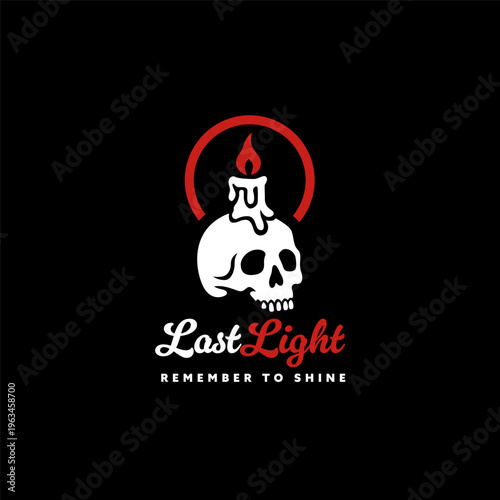 Skull with a candle and the words last light  a spooky and atmospheric image for halloween designs and horror themes.