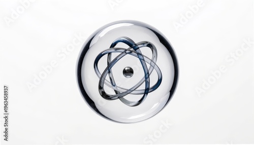 Close-up of a Single Perfectly Spherical Bubble with Abstract Atom Design, Gigapixel Standard v2 4x