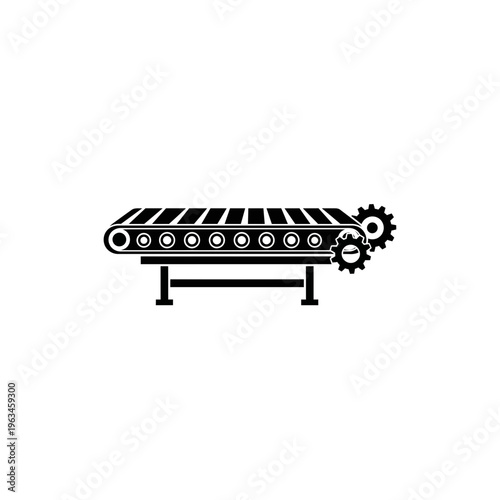 Manufacturing conveyor belt system icon for industrial automation concepts