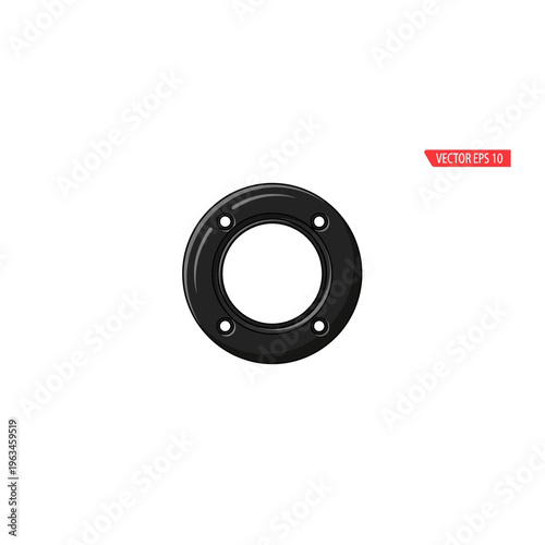 Black rubber circular gasket seal component for industrial machinery application