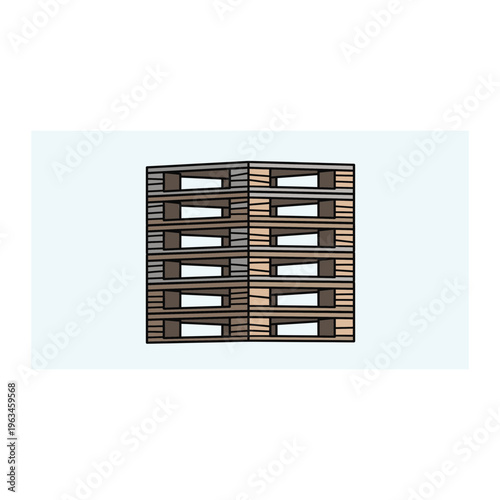 Stack of industrial wooden pallets illustration