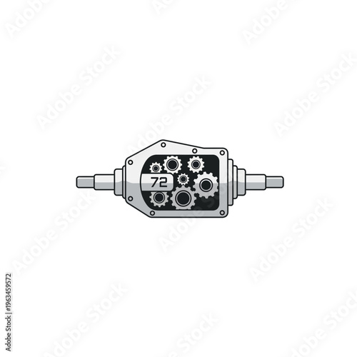 Transmission gearbox mechanism vector line drawing