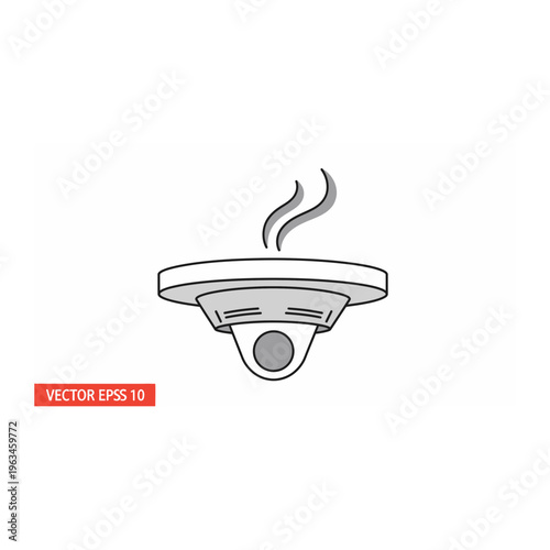 Smoke detector fire safety alert icon