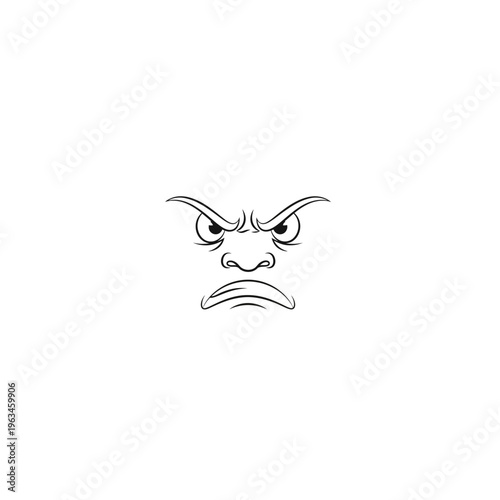 Angry facial expression icon outline style line art illustration