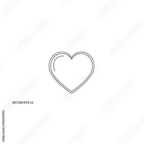 Simple heart shape icon outline illustration