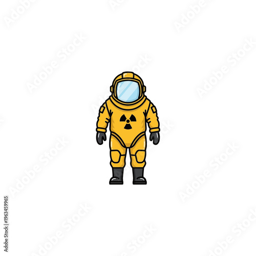 Hazardous material protective suit worker icon