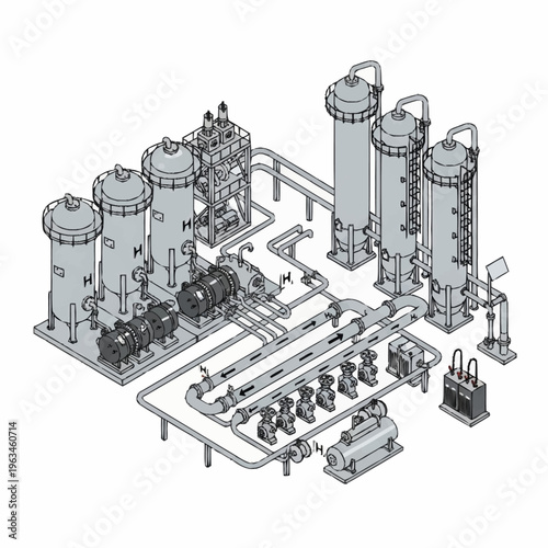 Industrial water treatment plant schematic diagram.