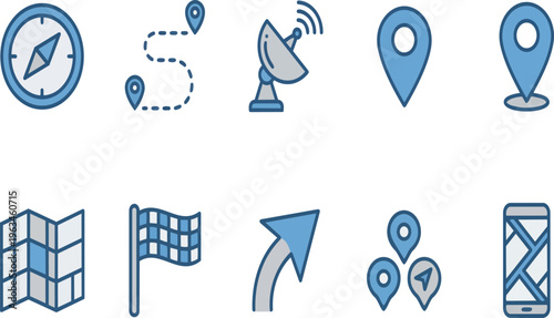 A set of navigation icons on a transparent background for web design