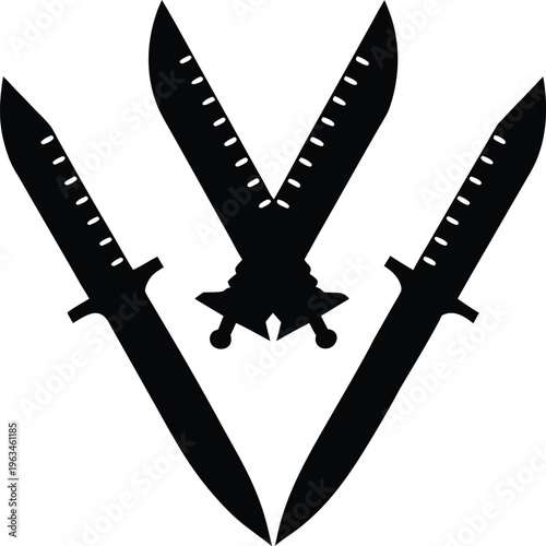 Silhouette of tactical knives illustration