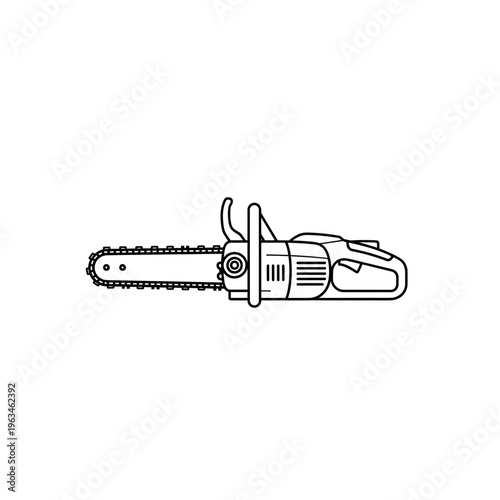 Modern chainsaw outline illustration for logging and tree trimming tasks