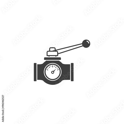 Industrial ball valve with gauge icon black and white vector with suitable for