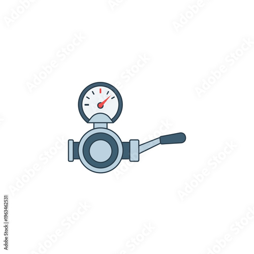 Color icon of industrial valve with pressure gauge with uses a modern, flat
